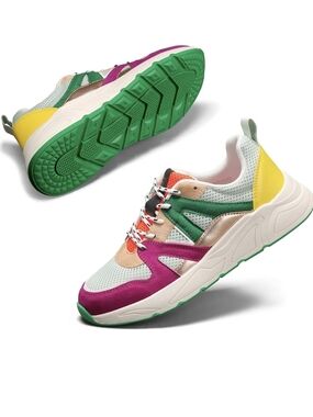Lucky Step Multicolor Mesh Faux Suede Platform Colorblock Sneakers